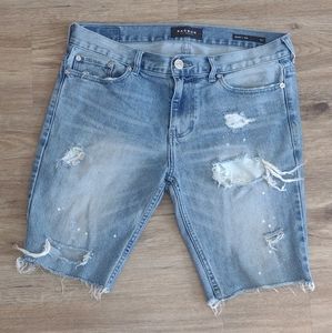 PacSun skinny distressed cut off jean shorts Light Wash bermuda denim Mens 30